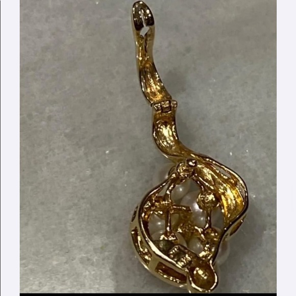 Pearls Diamond and 10 karat real gold pendant - Picture 3 of 12